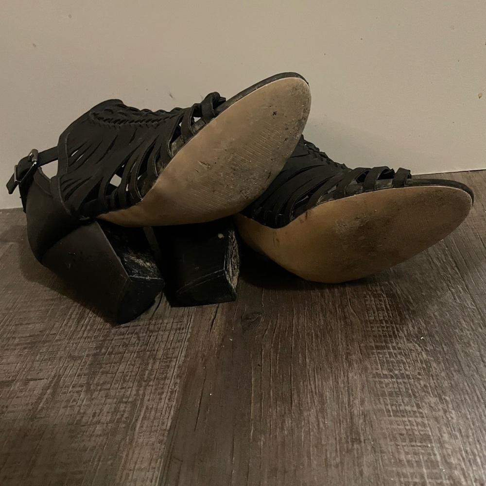 Black Strappy Women's Heels - Picture 5 of 5